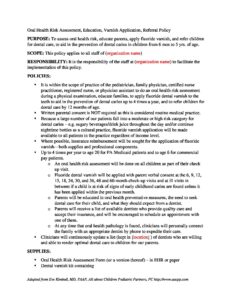 Document on children's oral health policy and fluoride varnish application.